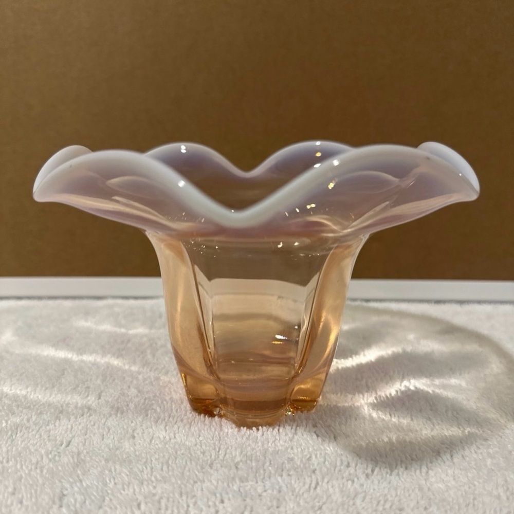 Elegant Glass Vase with White and Peach Accents